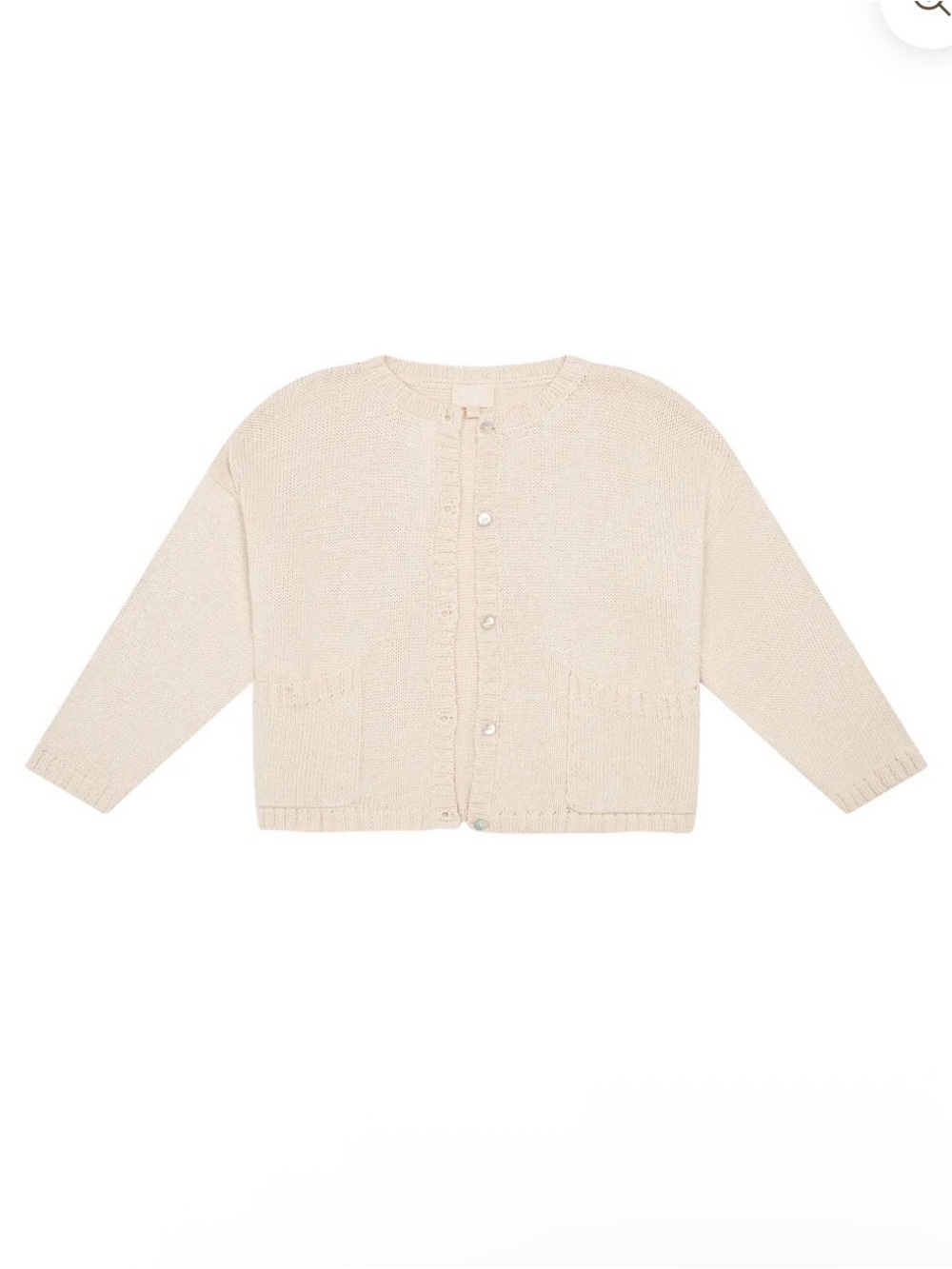Honest Cotton Louisa Cardigan Everyday Cream Knit Button-Front